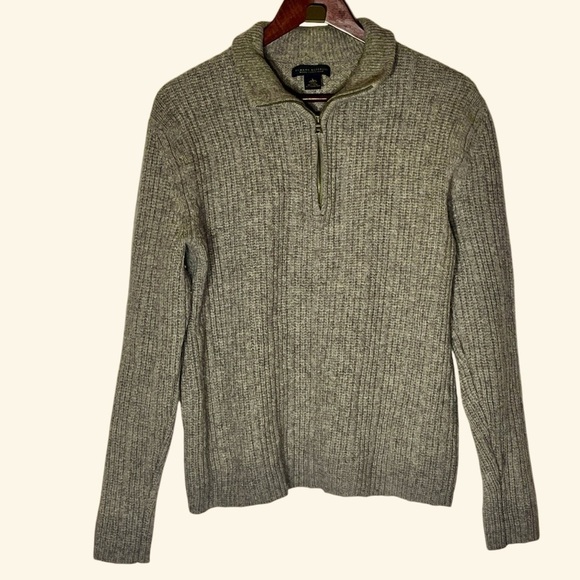 Banana Republic Wool Camel Hair 1/4 Zip Sweater Tan Women’s Large - Picture 1 of 9